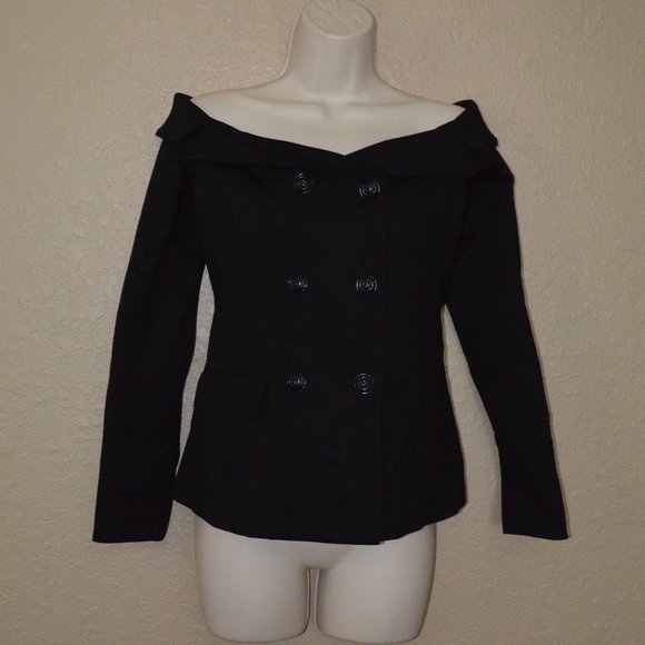 NWT $488 Sz 4 L'AGENCE Stephan Black Off Shoulder Jacket Blazer - Picture 4 of 12